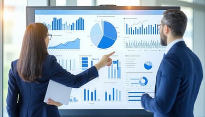 Illustration depicting a business professional engaging with HR analytics. Illustration depicting a business professional engaging with HR analytics.